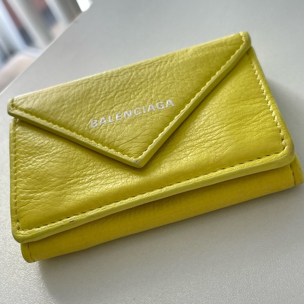 BALENCIAGA Paper Mini Trifold Wallet Purse Leather Made In Italy - Picture 13 of 17